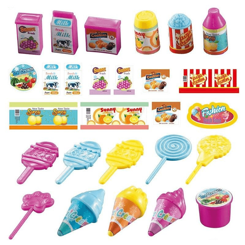 19 PCS Mini Candy Cart Detachable Ice Cream Shop Cart DIY Decoration Toys - Trendha