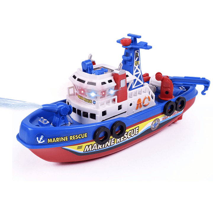 Electric Boat Toy Music Sound Light Glowing Water Spray Model Building Toy - Trendha