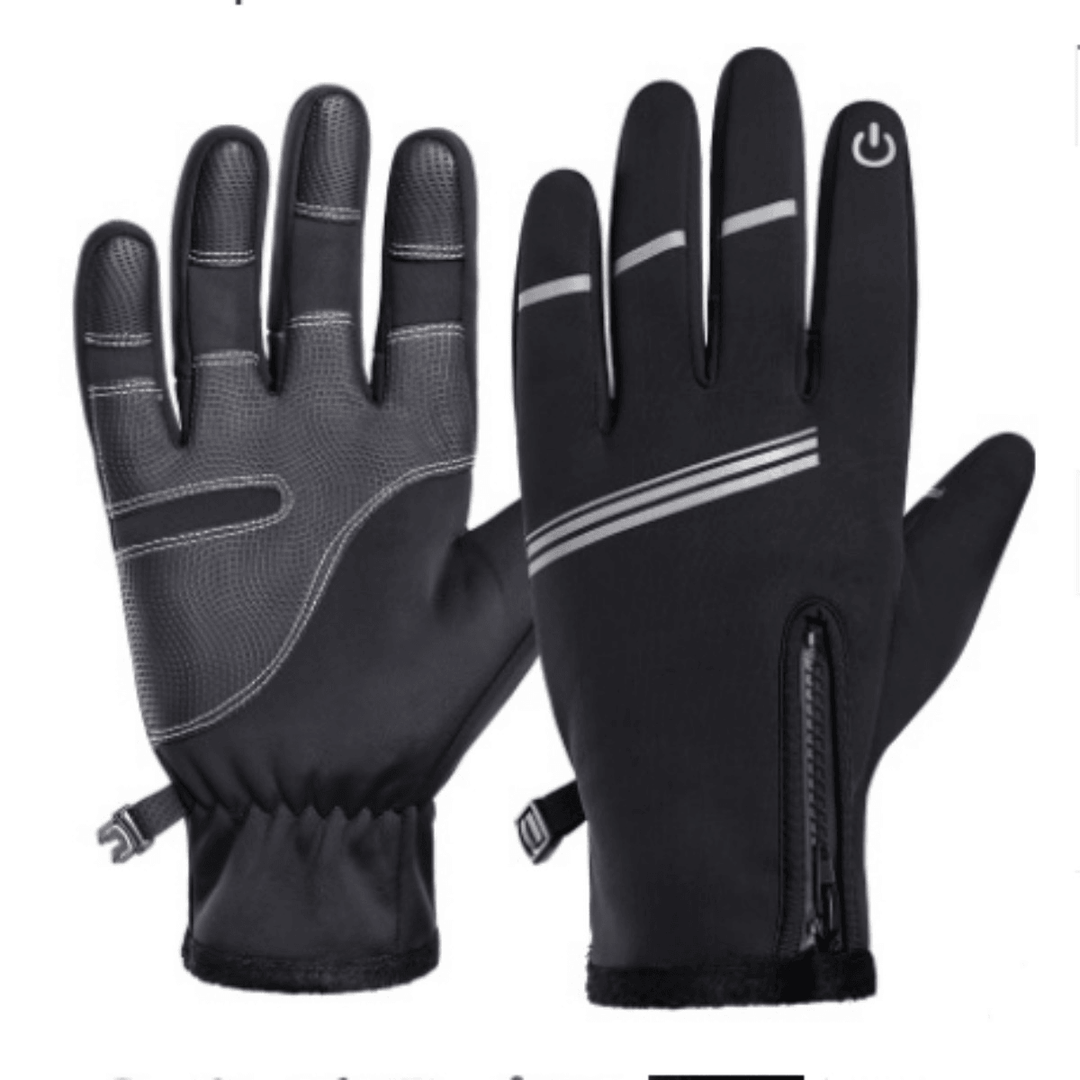 Reflective Strip Winter Warm Gloves Touch Screen Sport Snowboarding Waterproof Skiing Gloves - Trendha