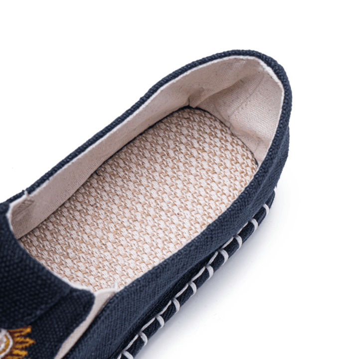 Men Canvas Breathable Pattern Comfy Old Peking Casual Linen Shoes - Trendha