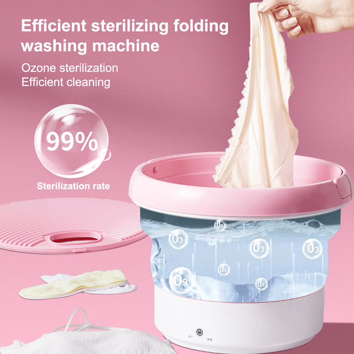 7L Portable Mini Wave Wheel Clothes Washing Machine Compact Foldable Underwear Washer for Travel Home Camping Apartments Dorms RV Busines - Trendha