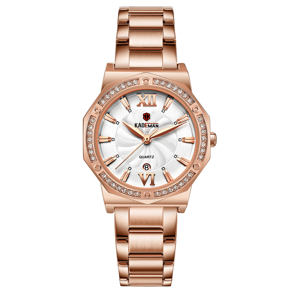 KADEMAN 829 Casual Female Watch 3ATM Waterproof Date Display Elegant Crystal Quartz Watch - Trendha