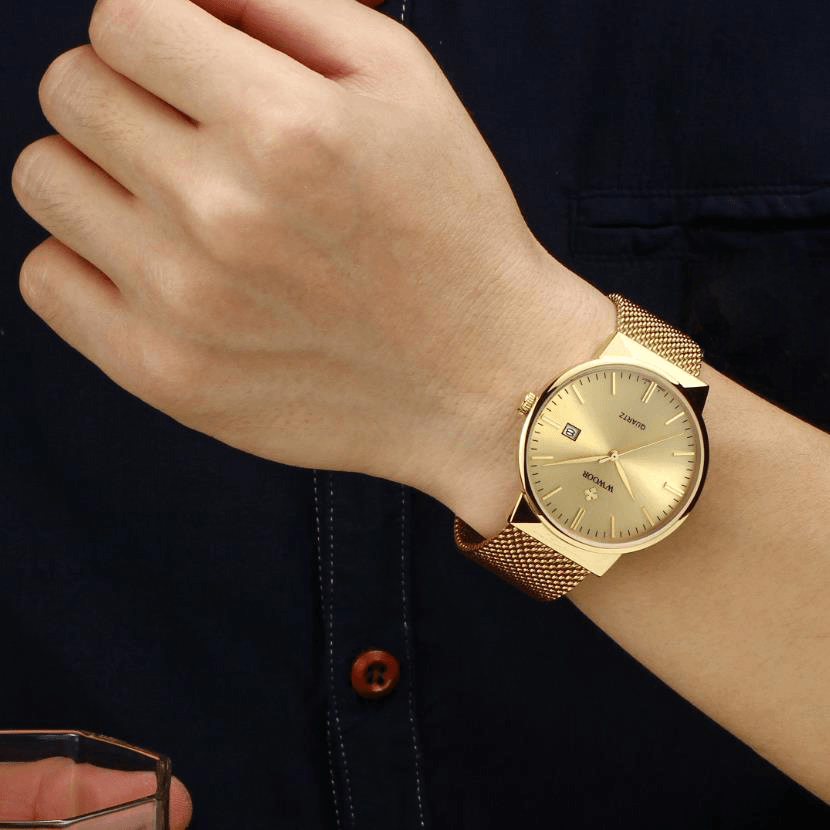 WWOOR 8826 Ultra Thin Stainless Steel Watches Men Fashion Calendar Quartz Watch - Trendha