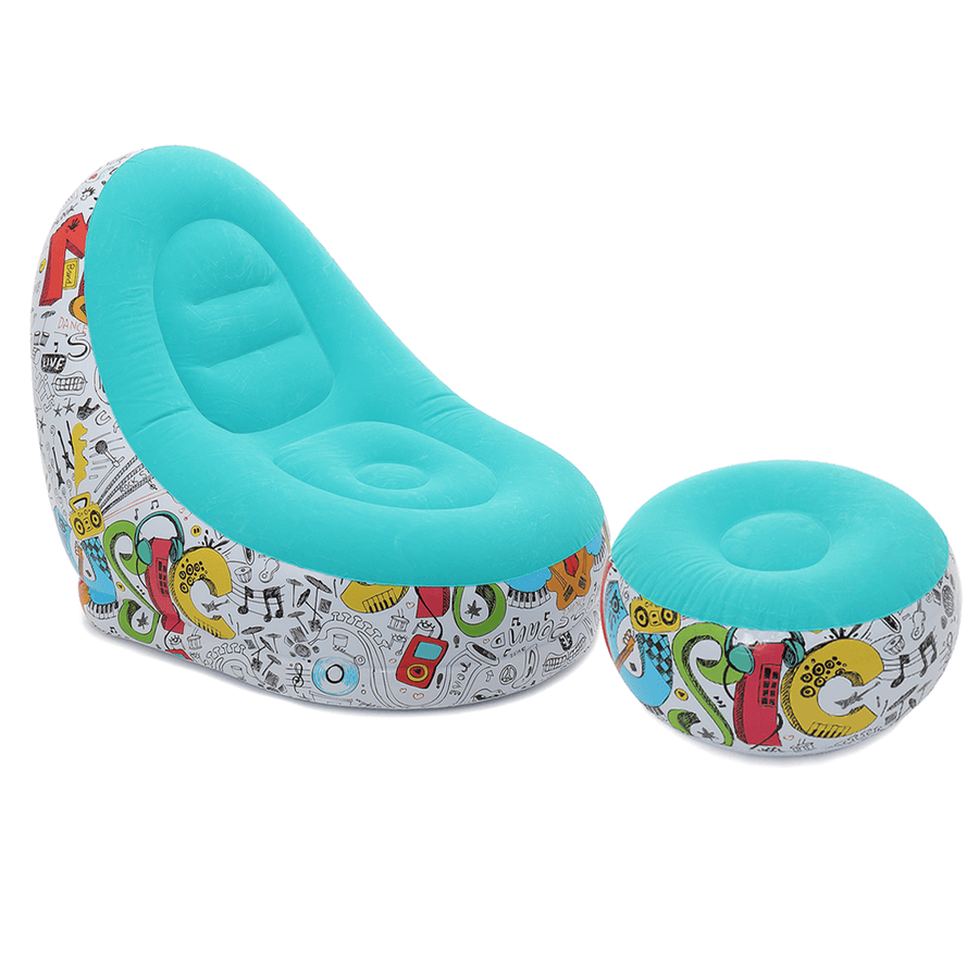 Inflatable Lazy Lounge Chair Ottoman Set Adult Kids Sofa Footrest Home Indoor - Trendha