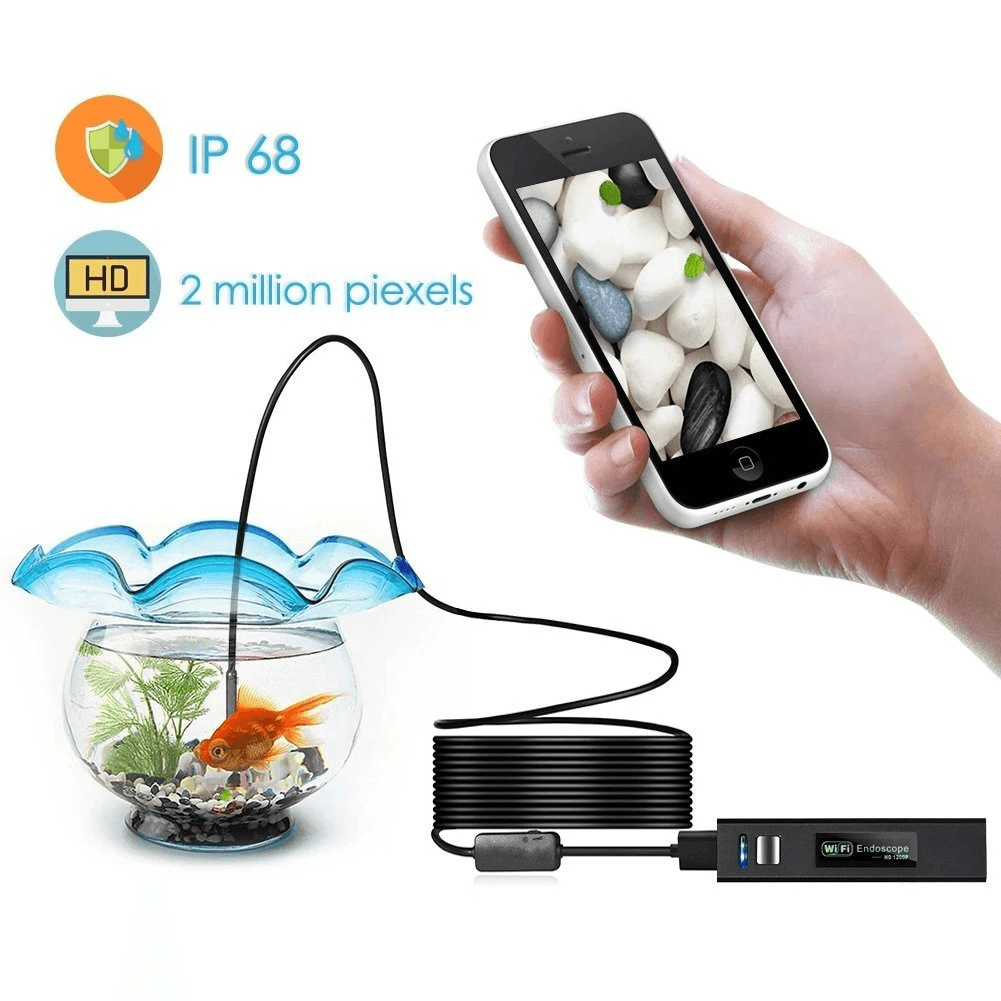 Wireless Endoscope Camera Wifi 1200P HD Borescope Inspection Camera IP68 Waterproof Snake Camera for Iphone Android for Inspecting Motor Engine Sewer Pipe Vehicle - Trendha