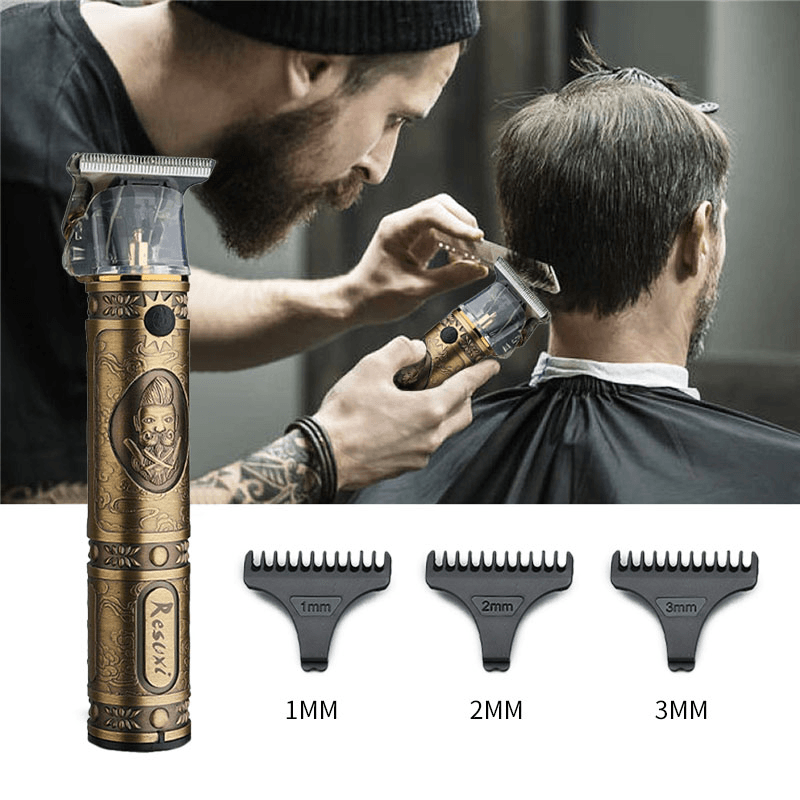 RESUXI JM-700A Professional Electric Retro Hair Clipper - USB Charging Beard Trimmer with LED Display - Trendha