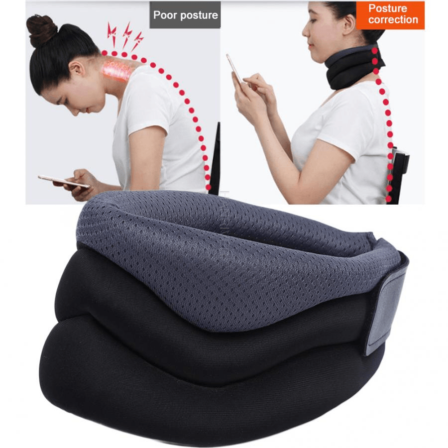 Cervical Neck Traction Pillow Neck Support Posture Corrector Cervical Collar for Pain Relief Neck Stretcher Braces Blue U Shape - Trendha
