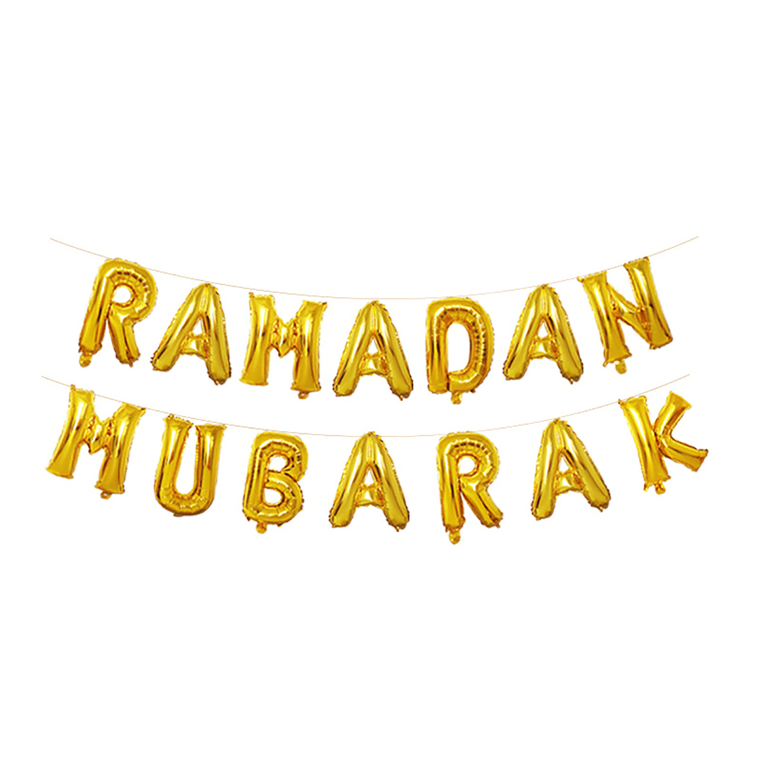 Eid Ramadan Mubarak Letter Pentagram Moon Party Foil Balloon Decoration Set - Trendha