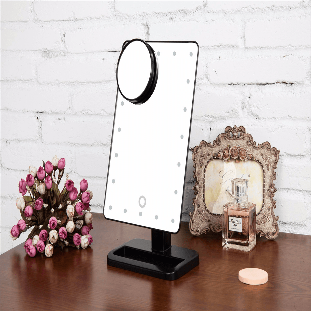 Makeup Mirrors,Charminer 20 Leds Touch Screen Light Illuminated Cosmetic Desktop Vanity Mirror with Removable 10X Magnifying Spot Mirrors(Batteries Not Included) - Trendha
