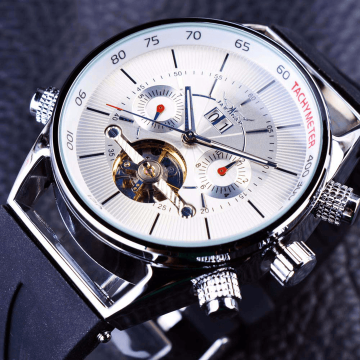JARAGAR GMT960 Calendar Automatic Mechanical Watches Rubber Band Men Wrist Watch - Trendha