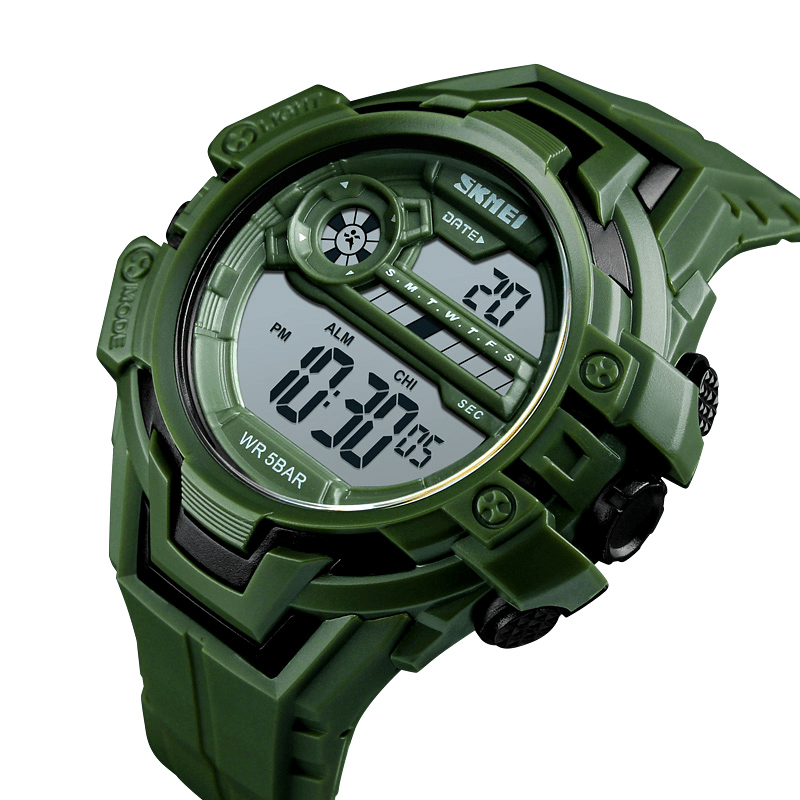 SKMEI 1383 Fashion Calendar Stopwatch Luminous Display Digital Watch 50M Waterproof Sport Watch - Trendha