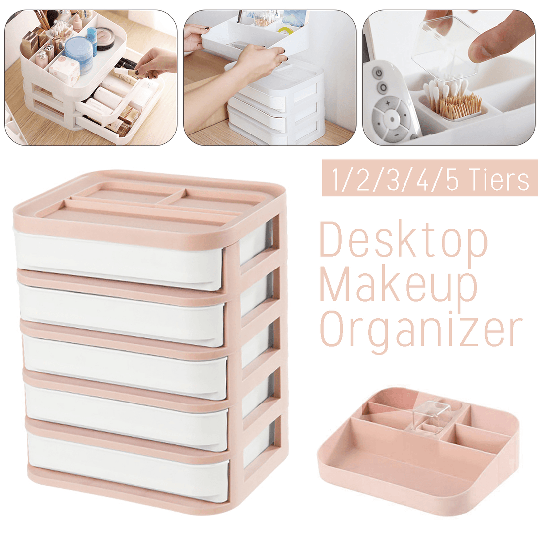 1/2/3 /4/5 Layer Cosmetic Makeup Organiser Holder Tidy Storage Jewelry Card Box Shelf Cabinet Drawer - Trendha