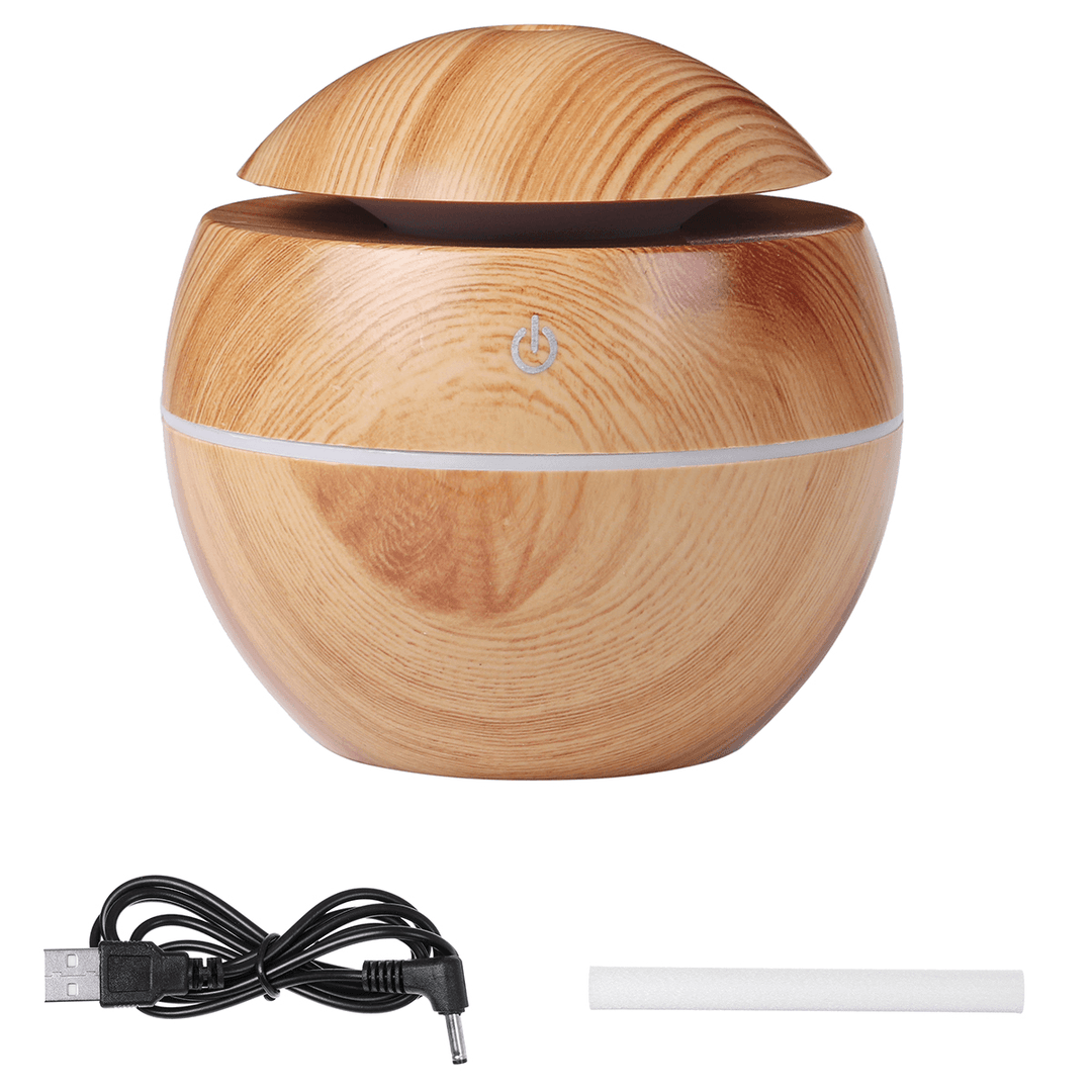130ML Wood Grain Aroma Air Humidifier with LED Lights Essential Oil Diffuser Aromatherapy Electric Mist Maker for Home - Trendha