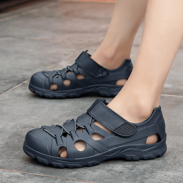 Men Hollow Out Breathable Non Slip Soft Bottom Outdoor Casual Beach Sandals - Trendha