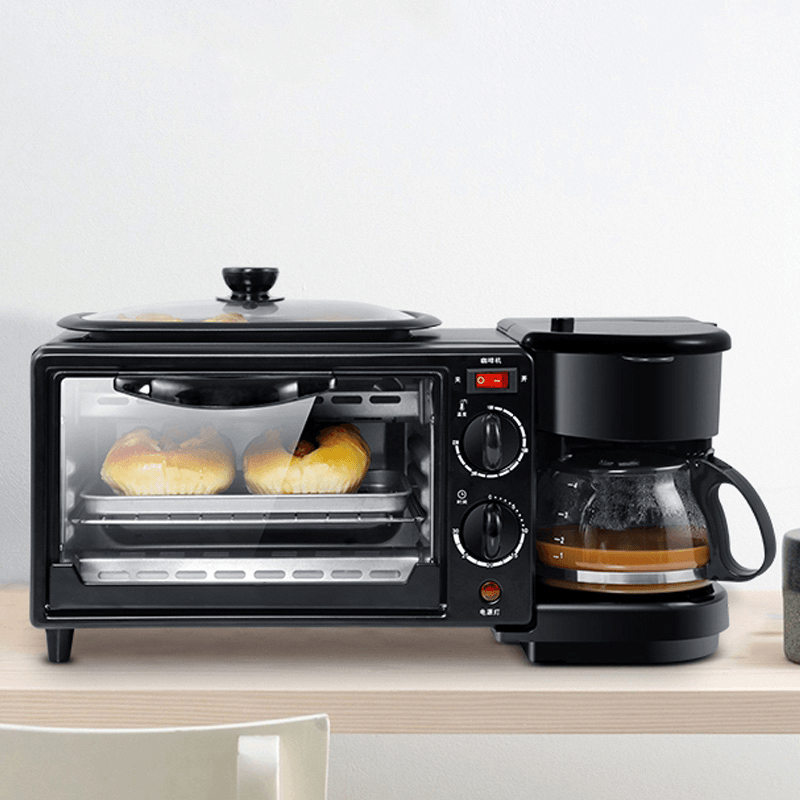 3 in 1 Electric Breakfast Maker Multifunction Coffee Maker Frying Pan Mini Oven Bread Pizza Oven - Trendha