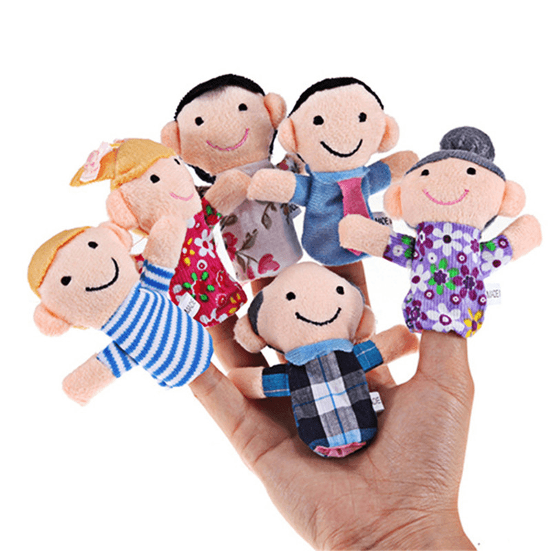 6 Pcs/Lot Stuffed Plush Toy Family Finger Puppets Set Boys Girls Educational Hand Toy Bedtime Story - Trendha