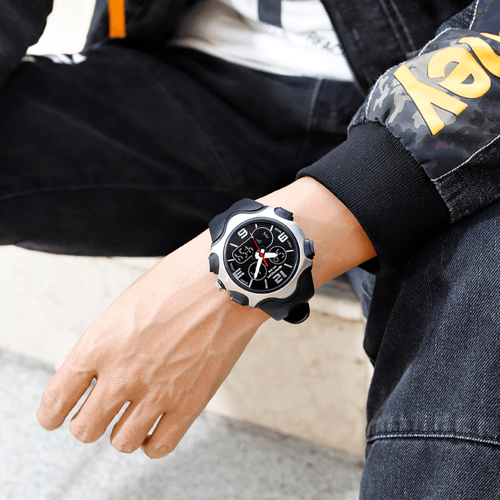 SANDA 799 Fashion 12/24 Hours Stopwatch Timing Luminous Display Waterproof Men Dual Display Digital Watch - Trendha