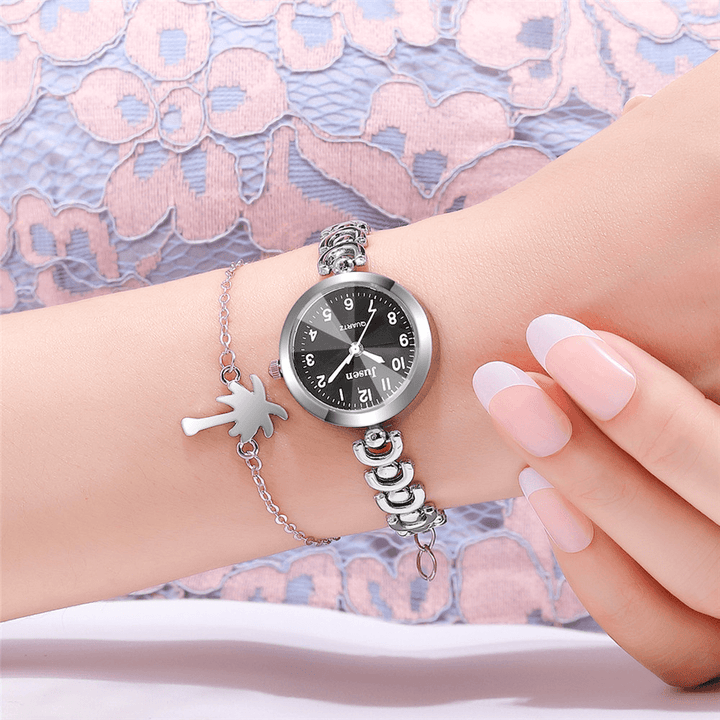 JUSEN JS6321 Full Metal Fashion Women Wristwatch Number Display Quartz Watch - Trendha
