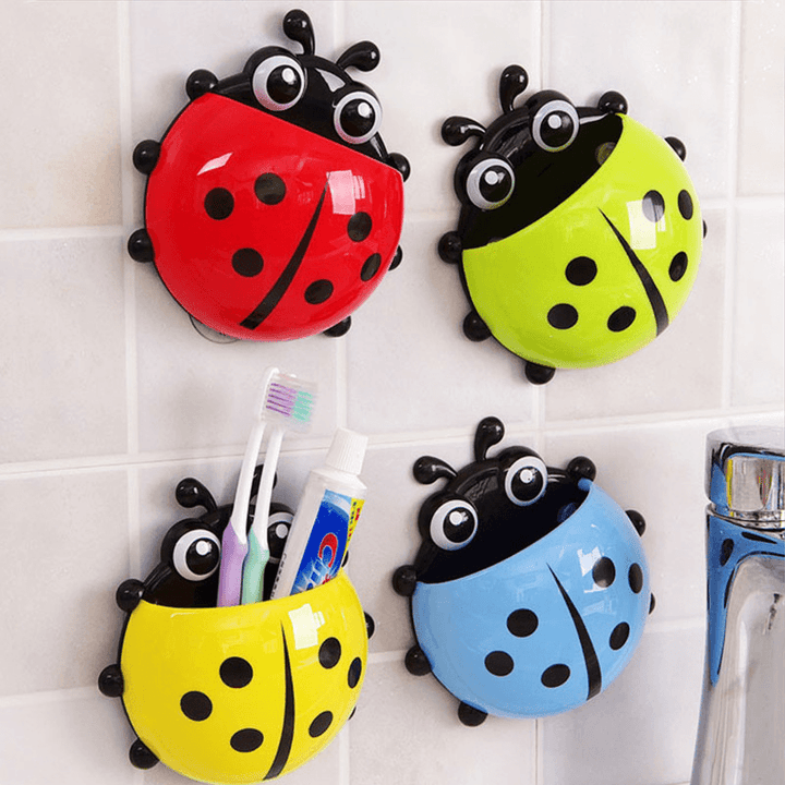Cute Pocket Ladybug Wall Suction Cup Pocket Toothbrush Holder Bathroom Hanger Stuff Home Decoration - Trendha