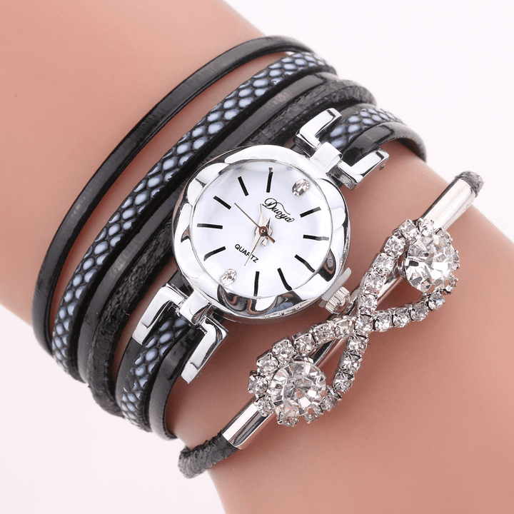 DUOYA D258 Retro Style Women Bracelet Watch Bow Crystal Quartz Watch - Trendha