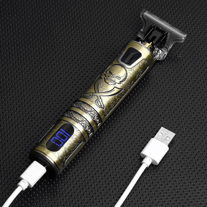 Men'S Electric Hair Clipper USB Charging Hair Shaver Digital Display Haircut Machine W/ 4 Limit Comb - Trendha