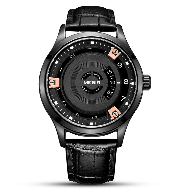 MEGIR 1067G Casual Style Calendar Men Wrist Watch Genuine Leather Band Quartz Watch - Trendha