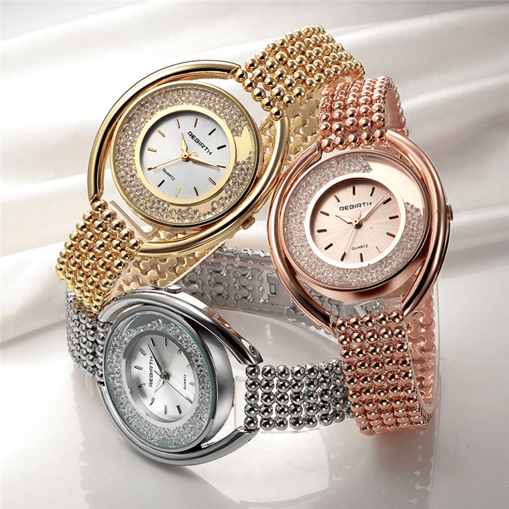 REBIRTH RE079 Fashion Women Quartz Watch Ladies Luxury Diamond Steel Strap Bracelet Watch - Trendha