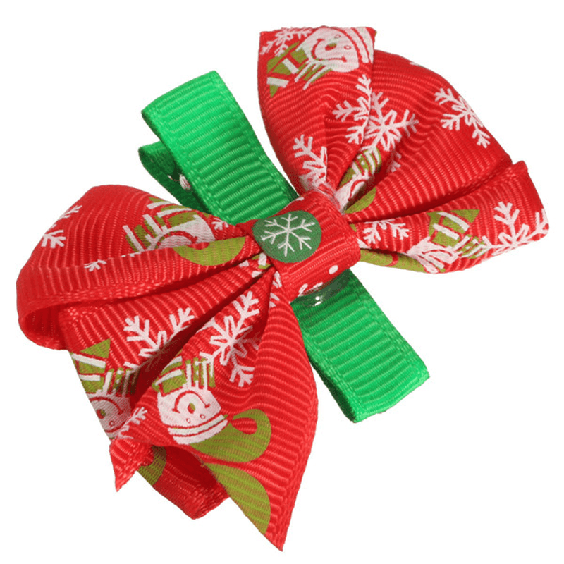 Lovely Girls Baby Christmas Hairpins Bowknot Hair Clips Xmas Accessories 6 Different Patterns - Trendha