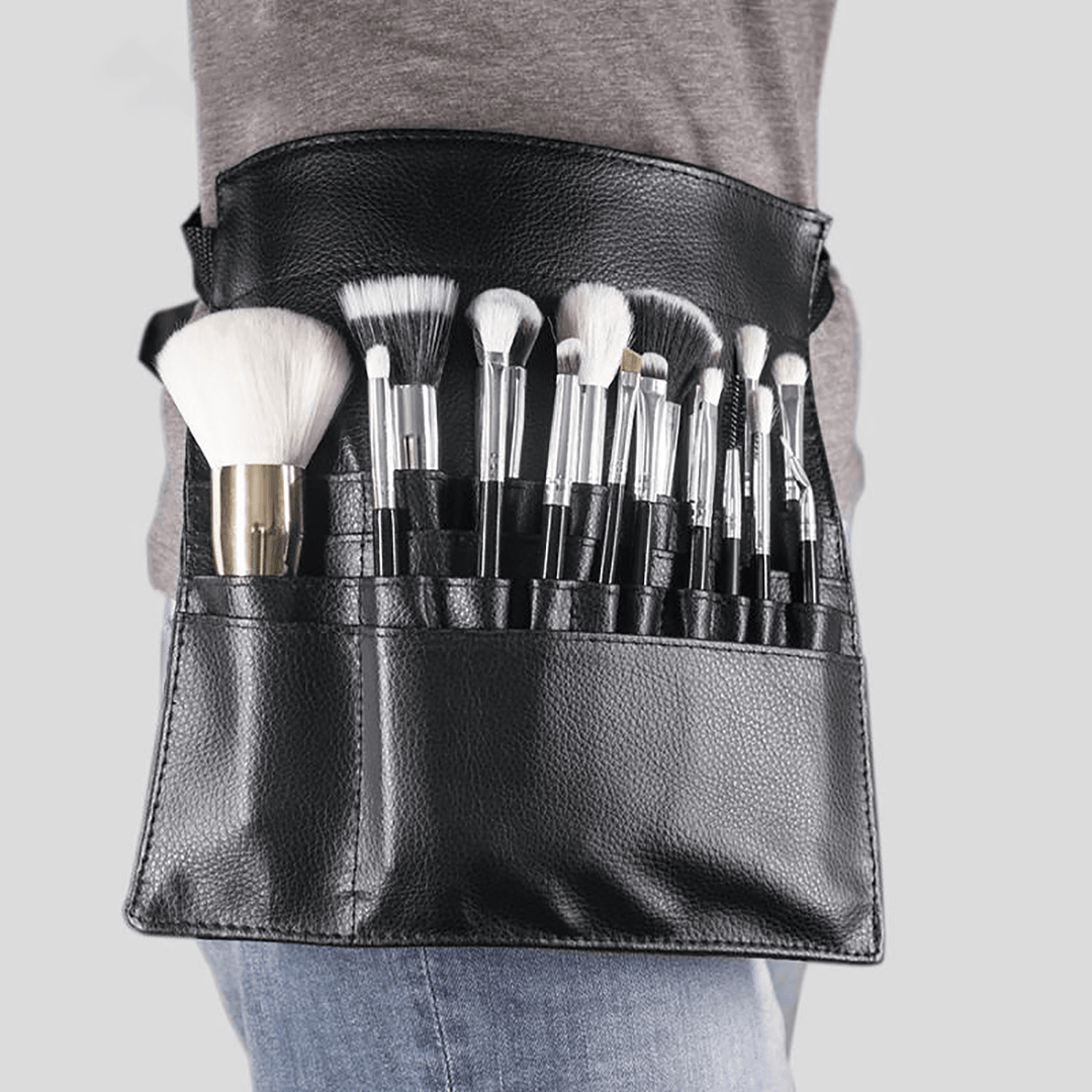 Black PU Makeup Brush Bag Unilateral Makeup Artist Storage Cosmetic Bag - Trendha