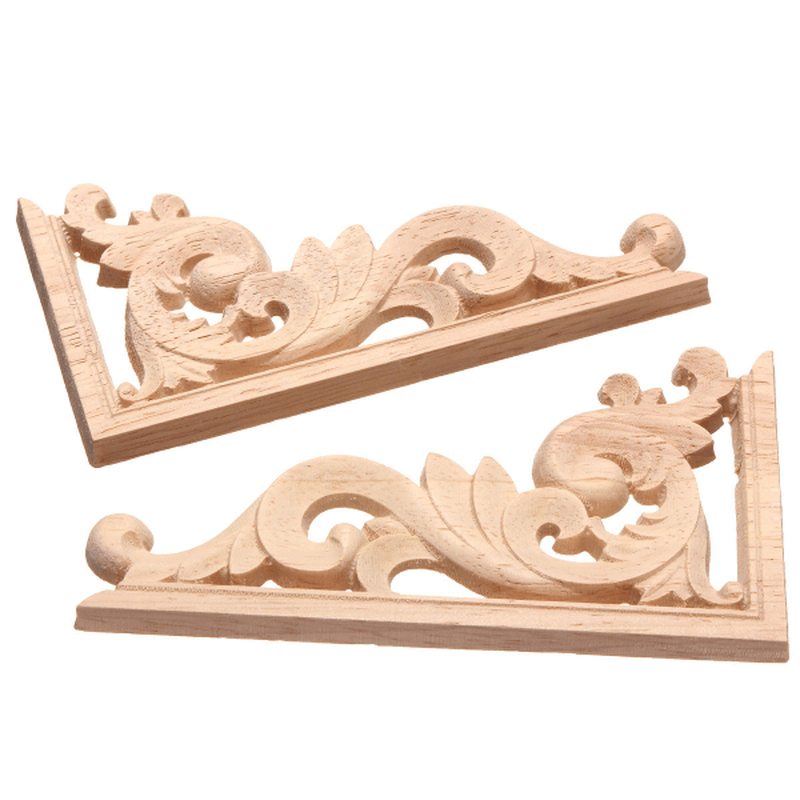 13*7CM Wood Carving Decal Corner Applique Frame for Wall Wardrobe Door Decoration - Trendha