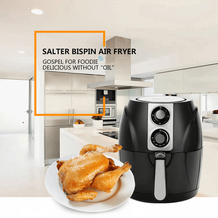 SALTER Air Fryer Household Circulation Fume Free Non-Stick Frying Pan Intelligent Mobile-Uk-Black - Trendha