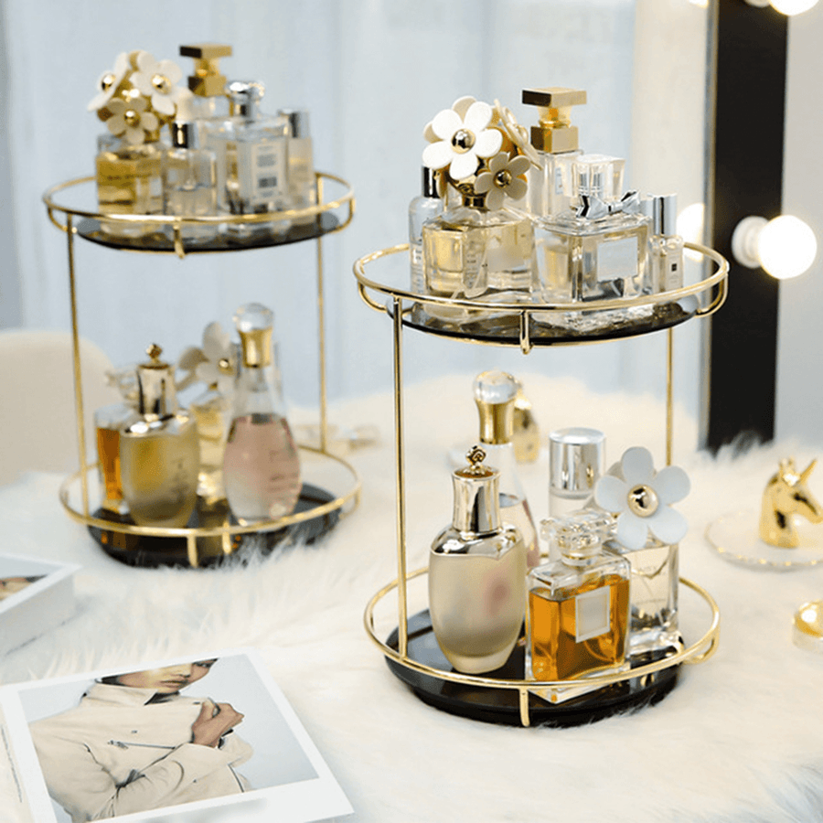Desktop Dressing Table Perfume Skin Care Lipstick Rotating Rack Cosmetic Storage Box - Trendha