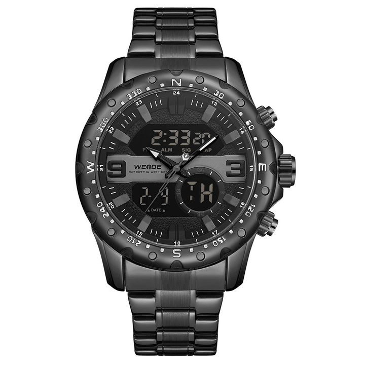 WEIDE WH8502 Business Style Dual Display Watch LCD Digital Chronograph 3ATM Waterproof Men Watch - Trendha