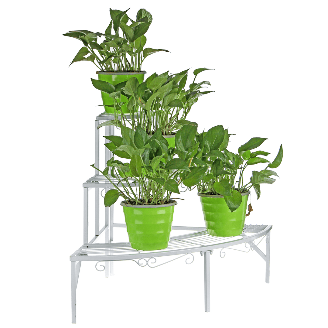 Multifunctional 3 Tier Metal Wrought Iron Flower Stand Corner Plant Rack Home Garden Indoor Display Plant - Trendha