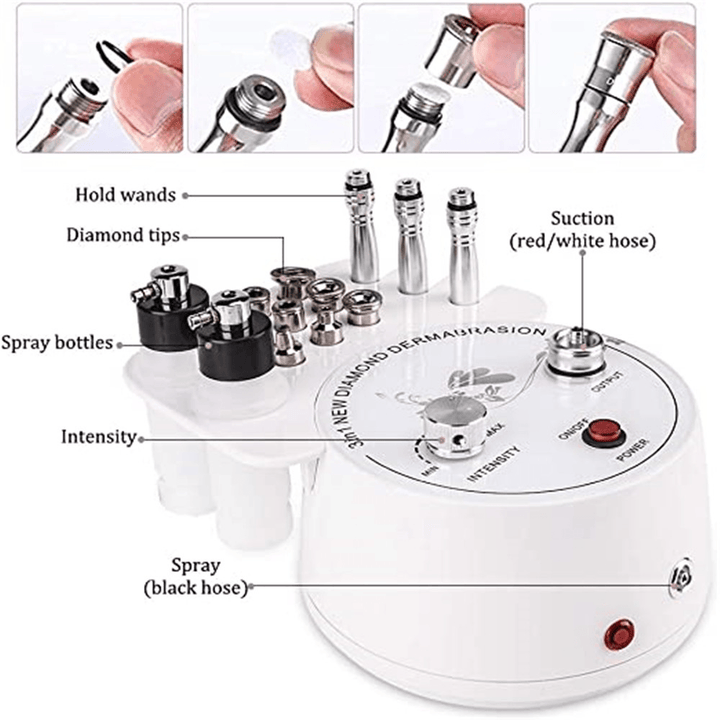 3 in 1 Diamond Microdermabrasion Dermabrasion Machine Facial Beauty Equipment for Skin Peeling Rejuvenation Lifting Tightening Beauty Device Suction Power 0-55Cmhg - Trendha