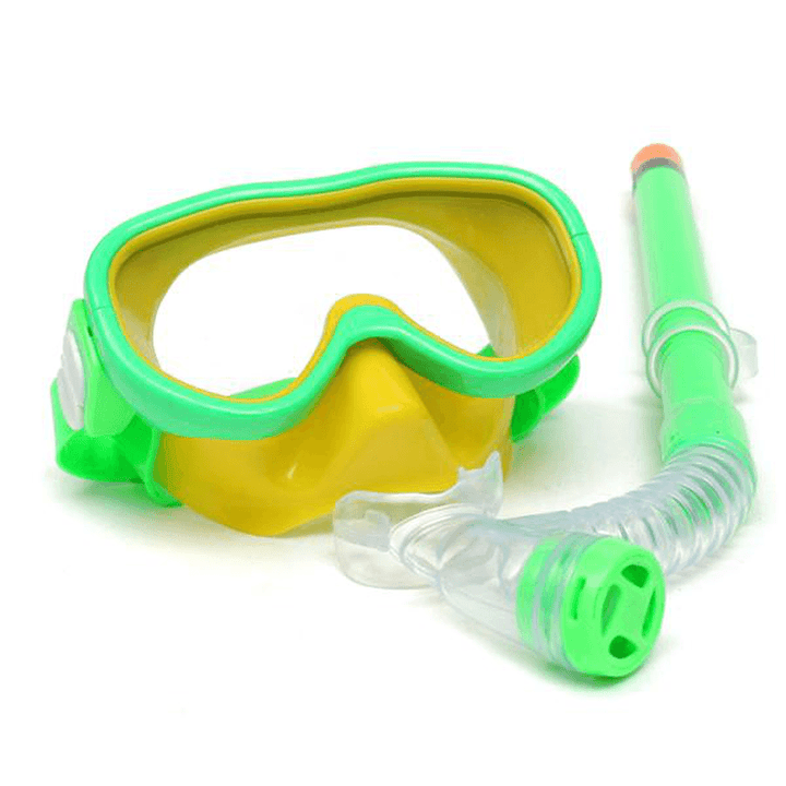 Children Professional Silicone Diving Goggles Set Glasses Mask Swimming Diving Snorkel Breathing Tub - Trendha