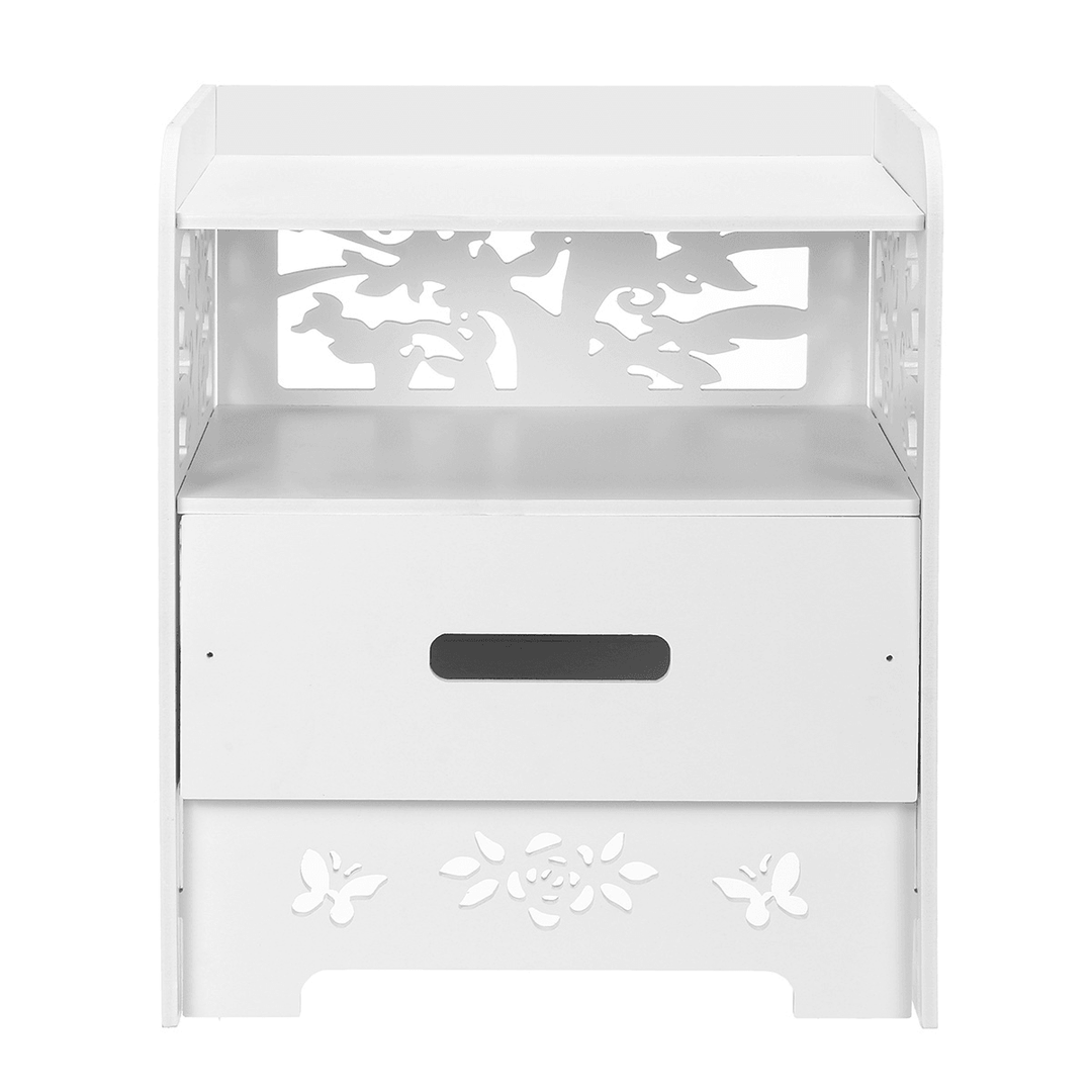 Bedroom Nightstand End Side Bedside Table Storage Cabinet Drawer White - Trendha