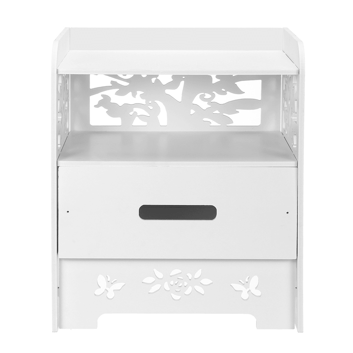 Bedroom Nightstand End Side Bedside Table Storage Cabinet Drawer White - Trendha