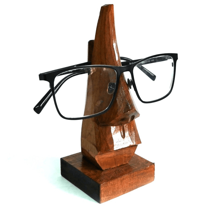 Wooden Nose Shaped Sunglasses Spectacles Eye Glasses Holder Stand Display Decor - Trendha