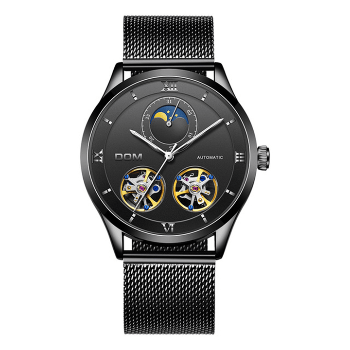 DOM M-1270 Luxury Business Automatic Mechanical Watch Hollow Luminous Pointers 3ATM Waterproof Men Watch Wristwatch - Trendha