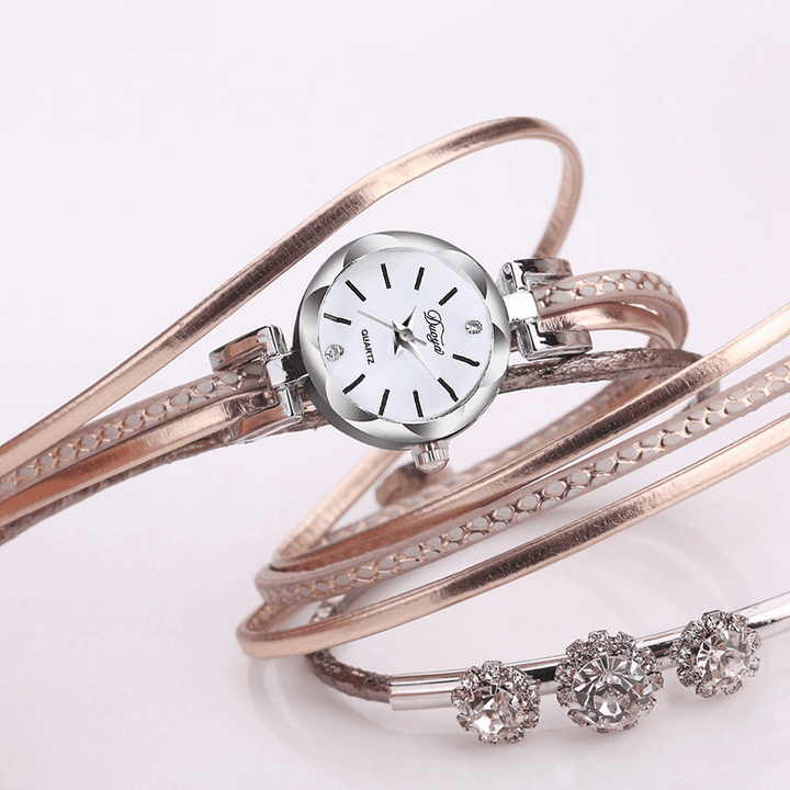 Duoya Luxury Ladies Silver Crystal Clock Women Bracelet Quartz Watch - Trendha