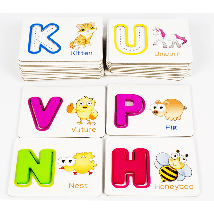 Puzzle Alphabet Spelling English Letters Animal Cards Educational Learning Toy for Kids Gift - Trendha