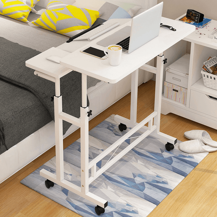 Lifting Laptop Table Adjustable Height Desk Standing Computer Table with Wheel Mobile Bedside Table for Home Office - Trendha