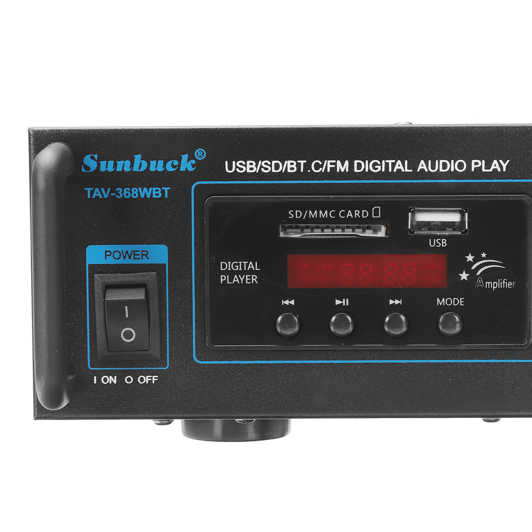 Sunbuck TAV-368WBT Bluetooth 5.0 Stereo Audio Power Hifi Amplifier Bluetooth Karaoke Amplifier with Wireless Microphone - Trendha