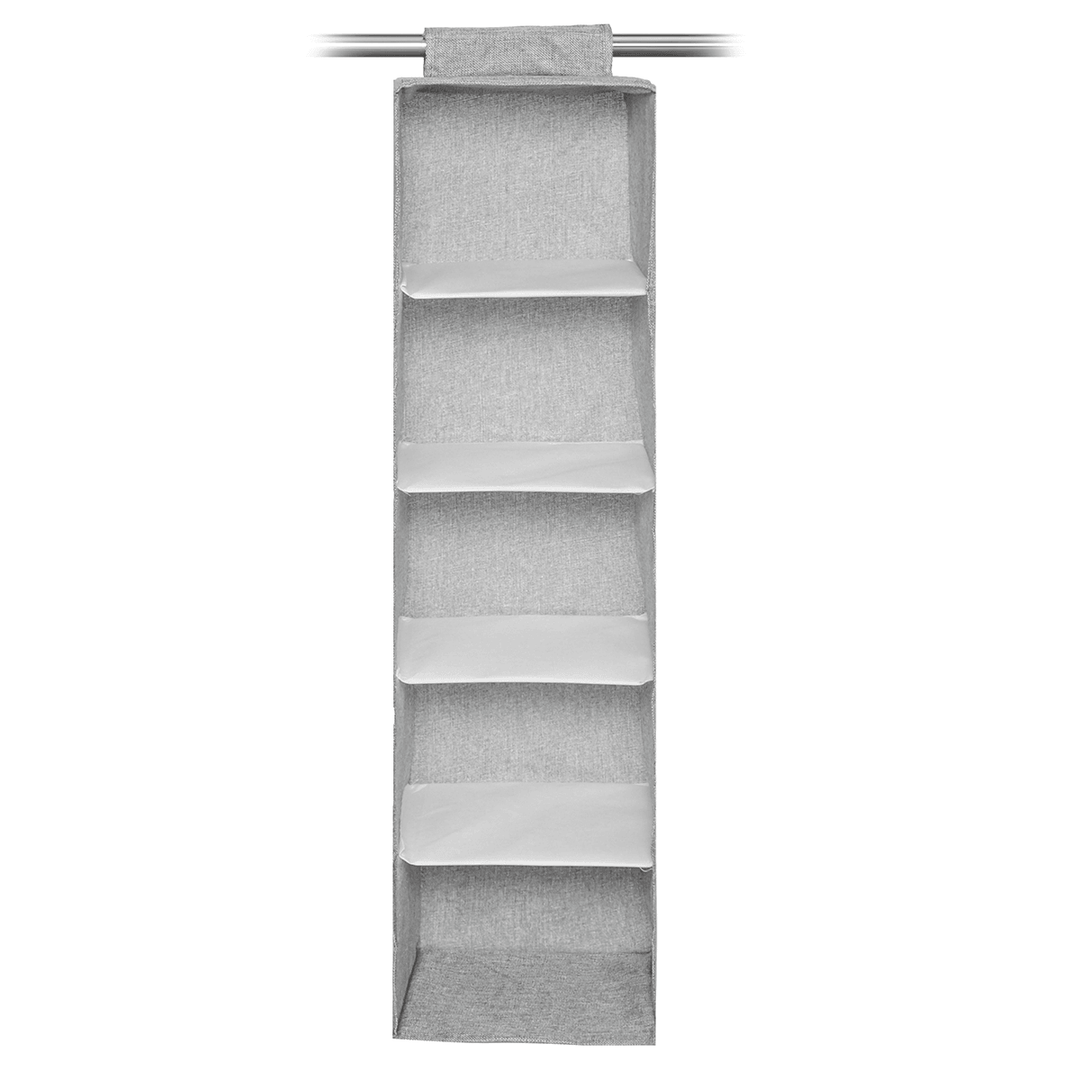 5 Tiers Cotton Linen Storage Hanging Bag Washable Wardrobe Closet Hanging Shoes Shelf Organizer for Home Office - Trendha