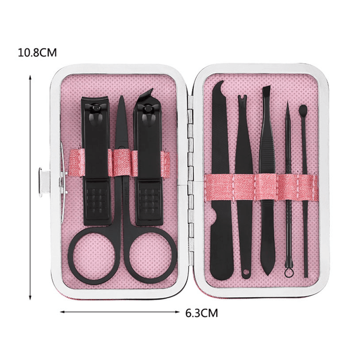 Y.F.M® Stainless Steel Black Nail Clipper Pedicure Scissor Tweezer Manicure Set Kit - Trendha