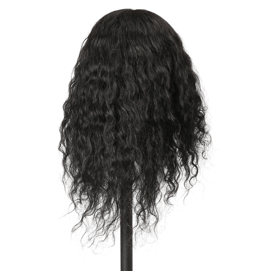 48Cm 100% Human Hair Hairdressing Mannequin Head Practice Model Long Curly Hair - Trendha