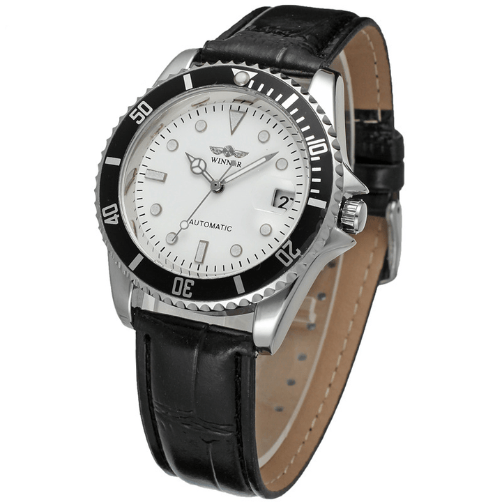 Business Leisure Men PU Leather Waterproof Full Automatic Mechanical Watch - Trendha