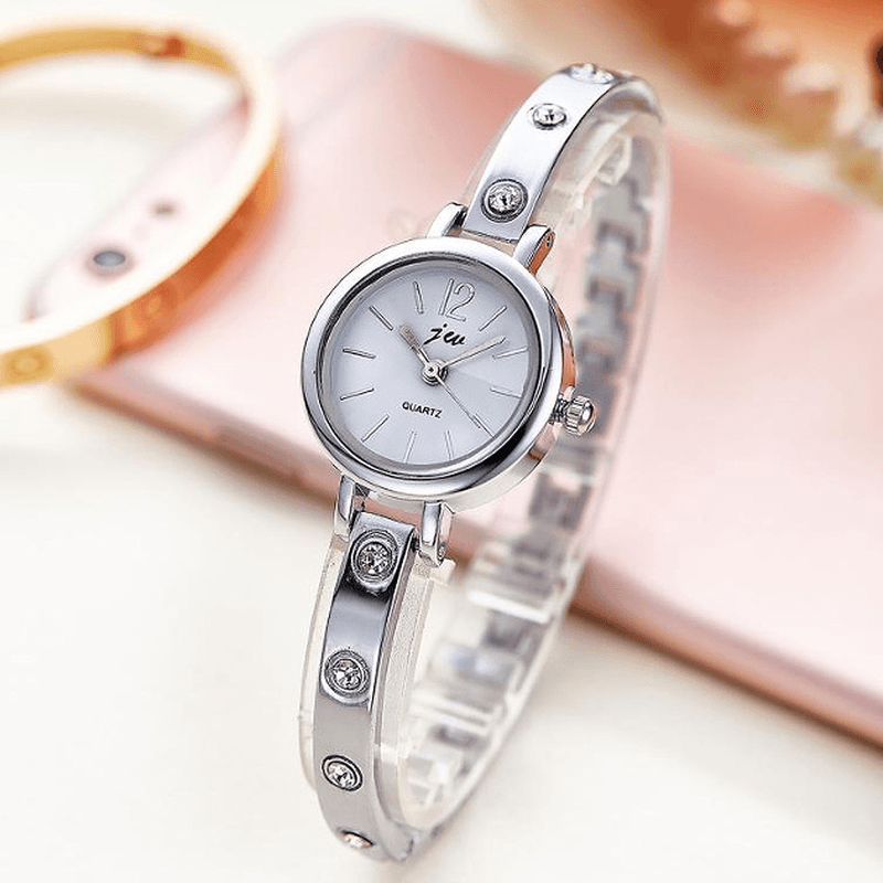Luxury Fashion Bracelet Steel Strip Rhinestone Women Watch Quartz Watch - Trendha