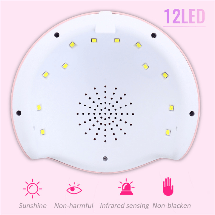 24W 12Leds UV Nail Lamp Smart Sensing Gel Nails Polish Dryer Manicure - Trendha
